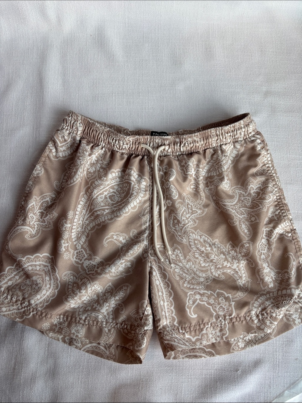 PacSun Beige Paisley Drawstring Swim Shorts -344sku